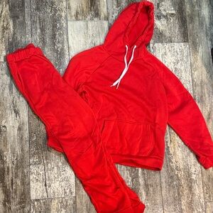 Red Hoodie and Sweatpants Set